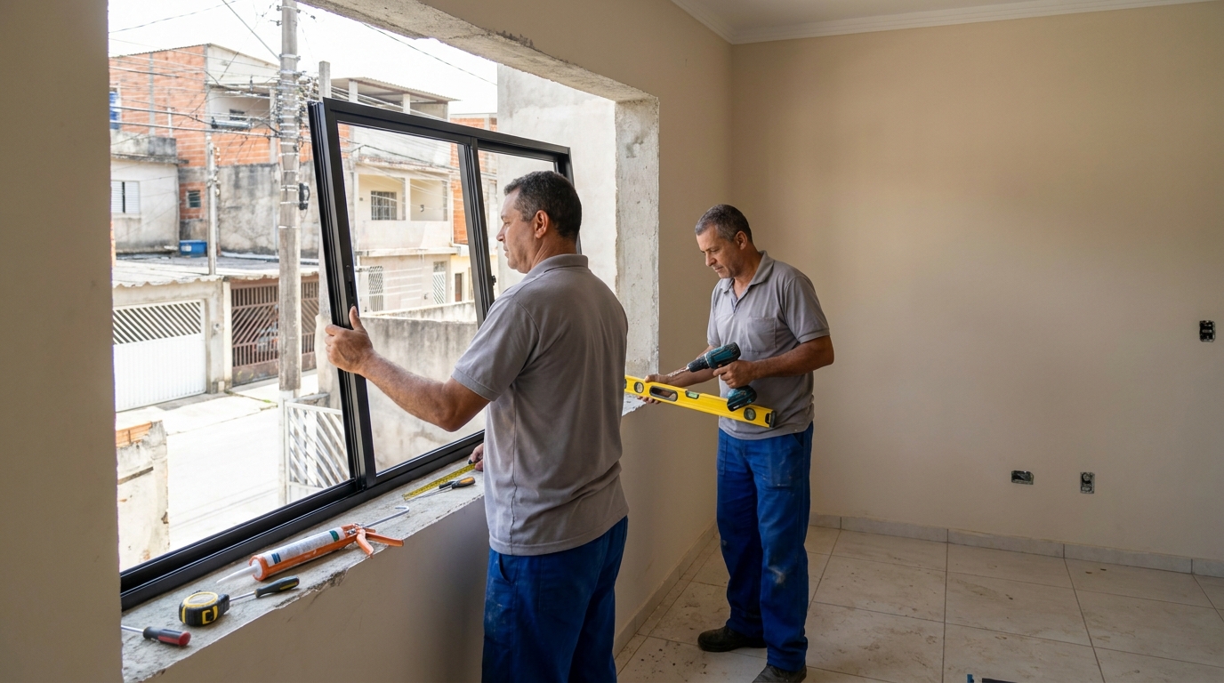 Esquadria de alumínio com vista para rua em Campinas-SP